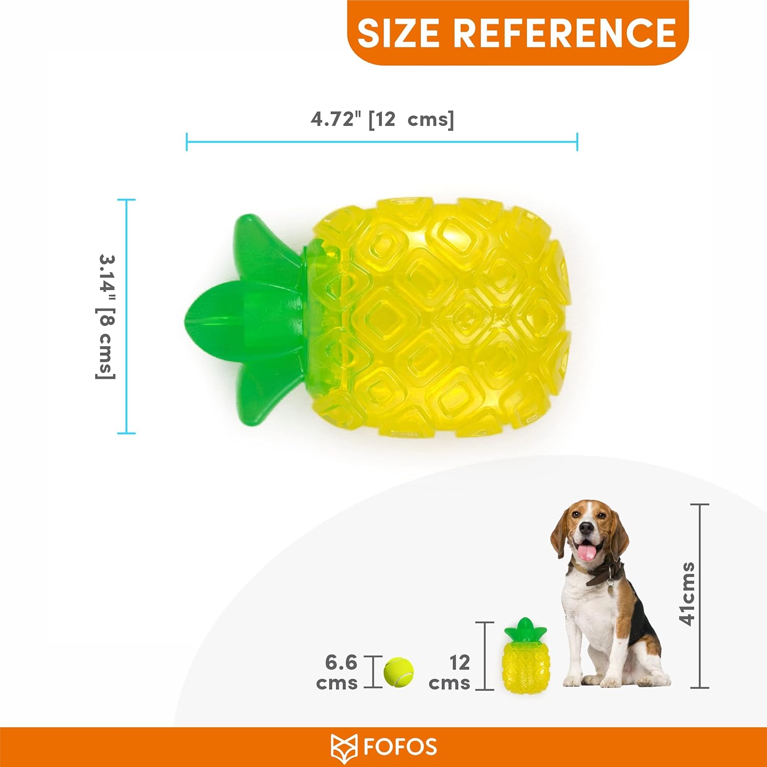 Fofos Fruity Bites Squeaky Jelly Pineapple Dog Toy