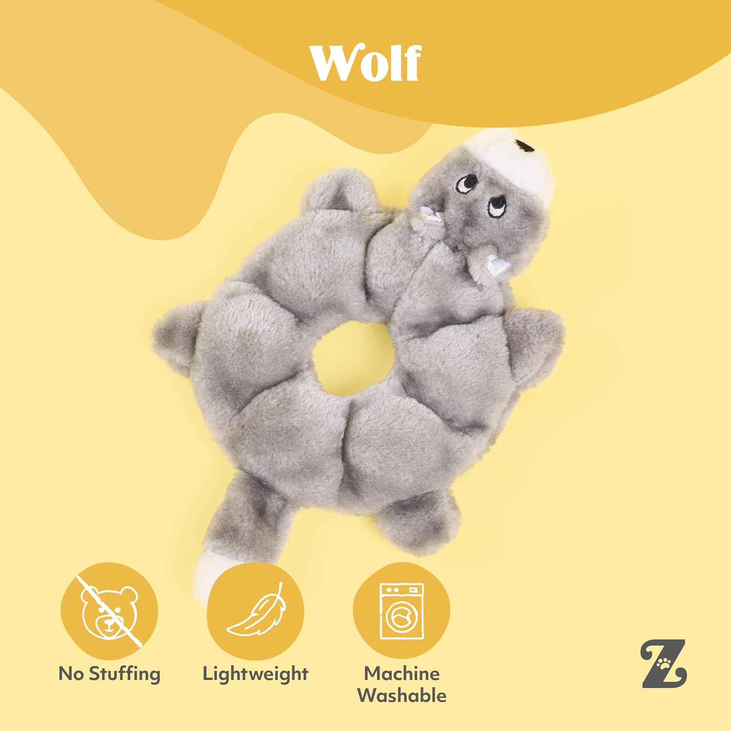 Zippy Paws Loopy Wolf Plush Toy for Dogs