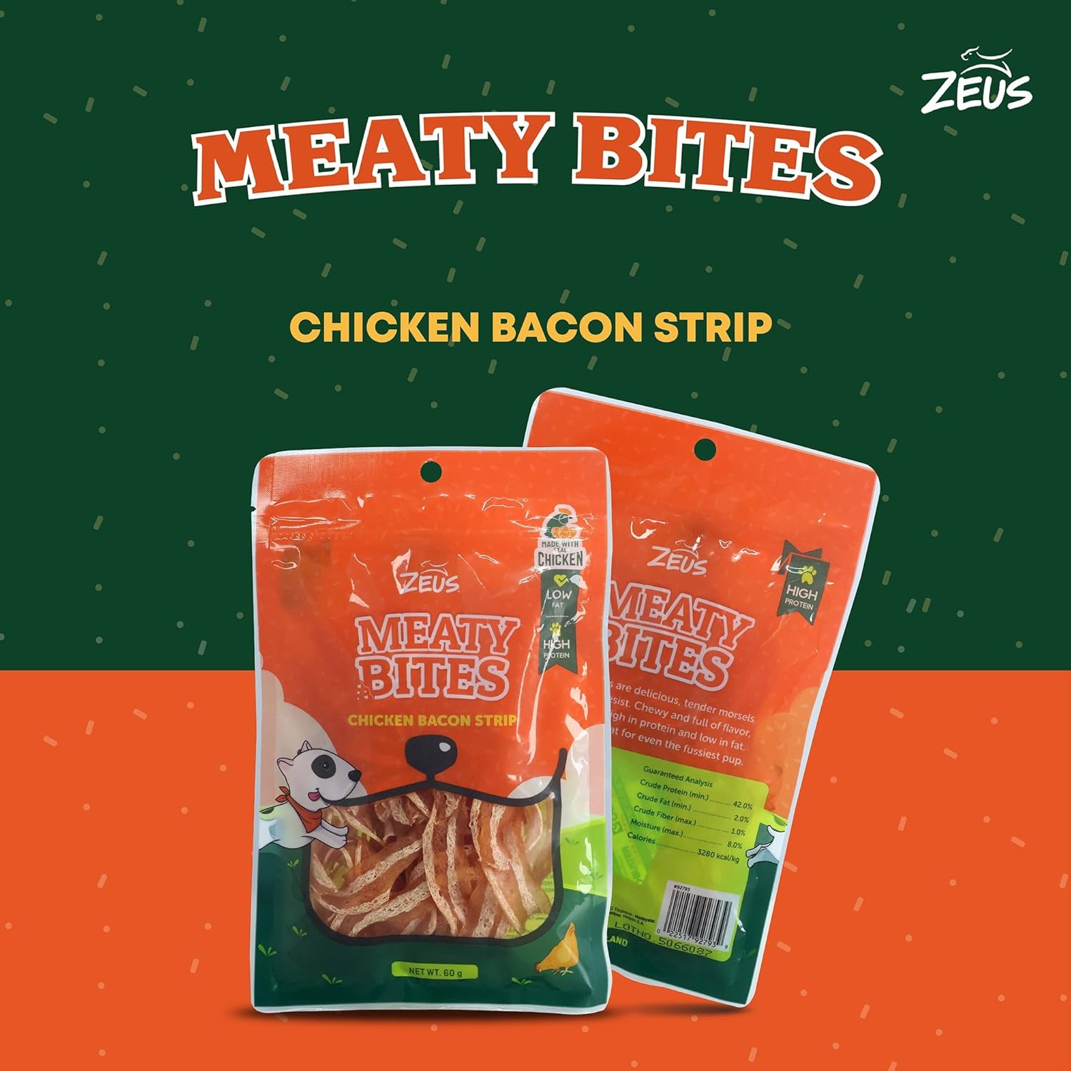 Zeus- Meaty Bites Chicken Bacon Strip Dog Treats