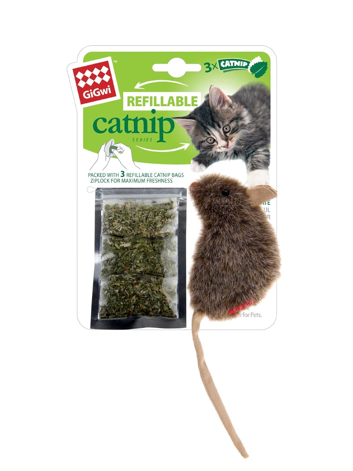 GiGwi Refillable Catnip Mouse Cat Toy