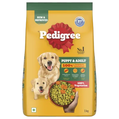 Pedigree- 100% Balanced and Vegetarian Dog Food for Adult and Puppy