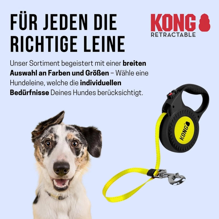 Kong- Retractable Reflect Leash Large (Black & Yellow)