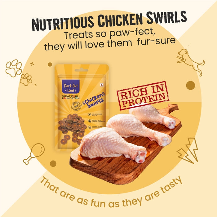 Bark Out Loud - Chicken Swirls Treats  for Dogs 100Gm