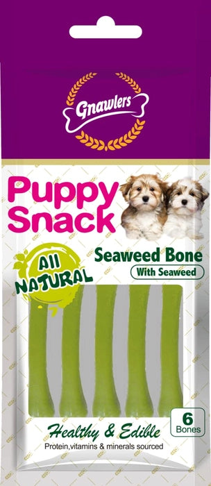 Gnawlers- Puppy Snack Seaweed Bone Dog Treats 40Gm