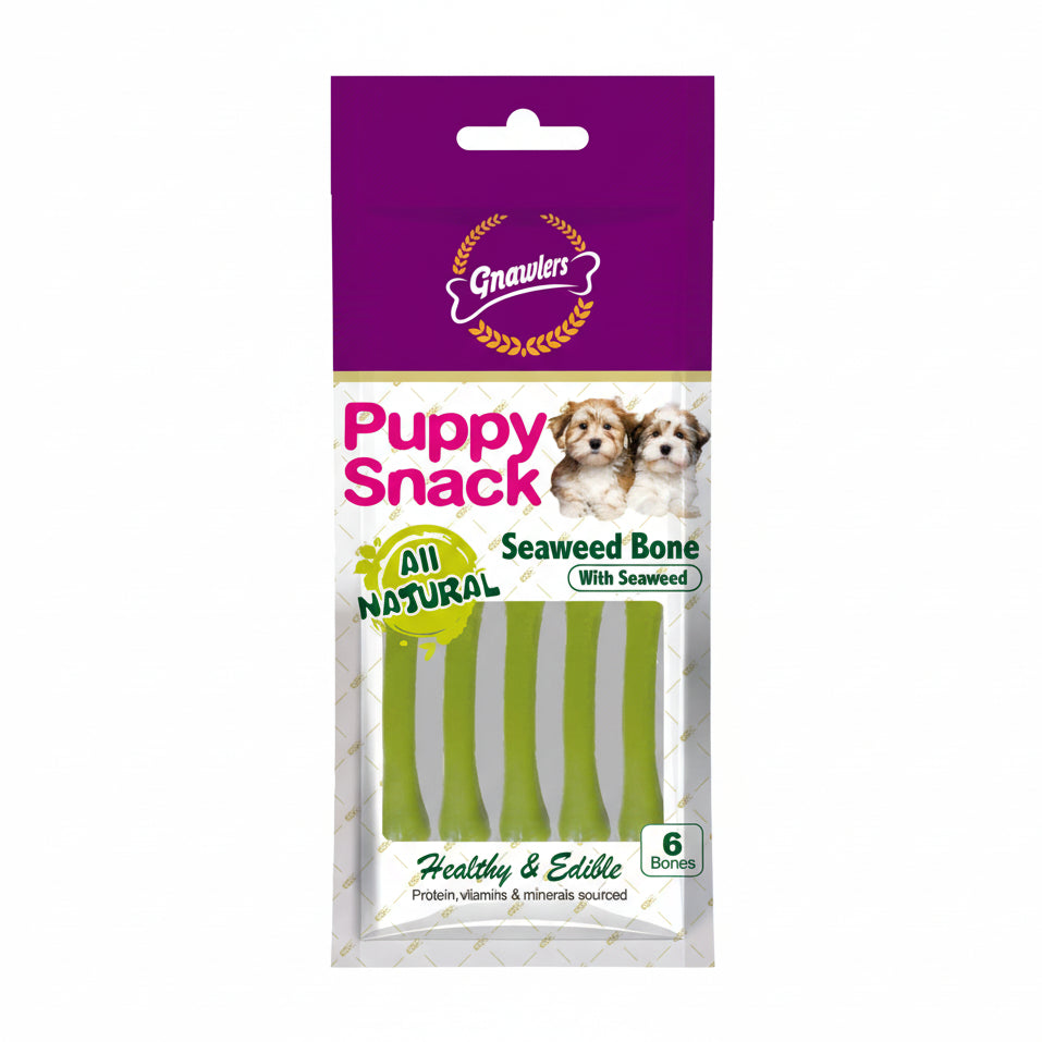 Gnawlers Puppy Snack Seaweed Bone Dog Treats