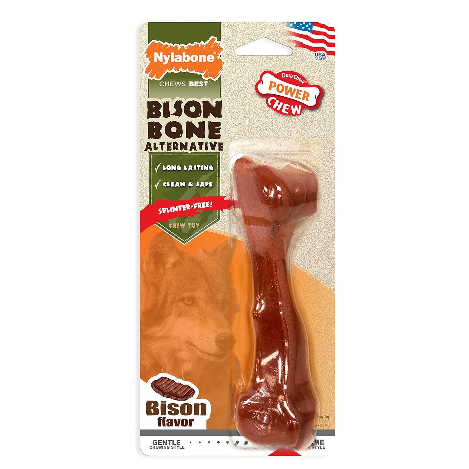 Nylabone Power Chew Bison Bone Rawhide Alternative