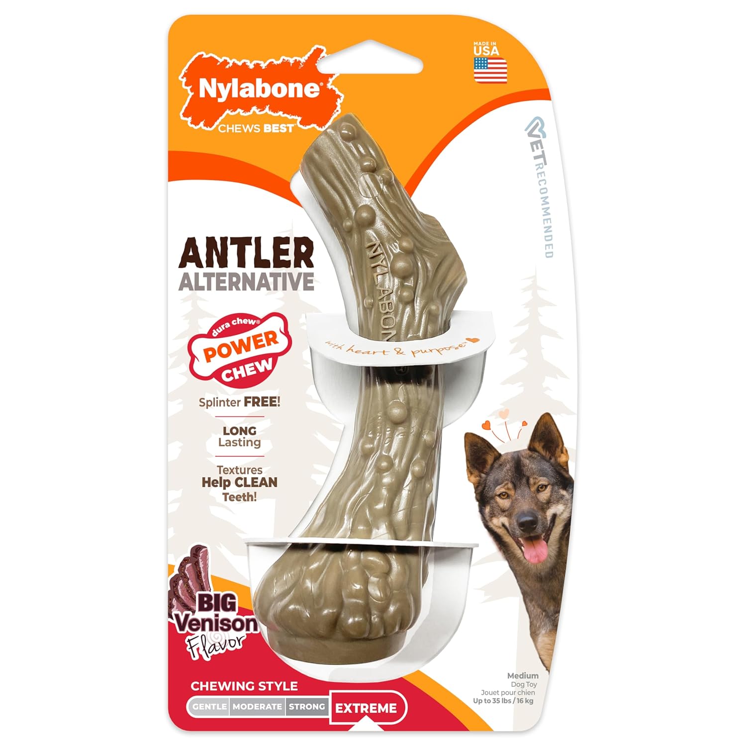 Nylabone Power Chew Antler Rawhide Alternative