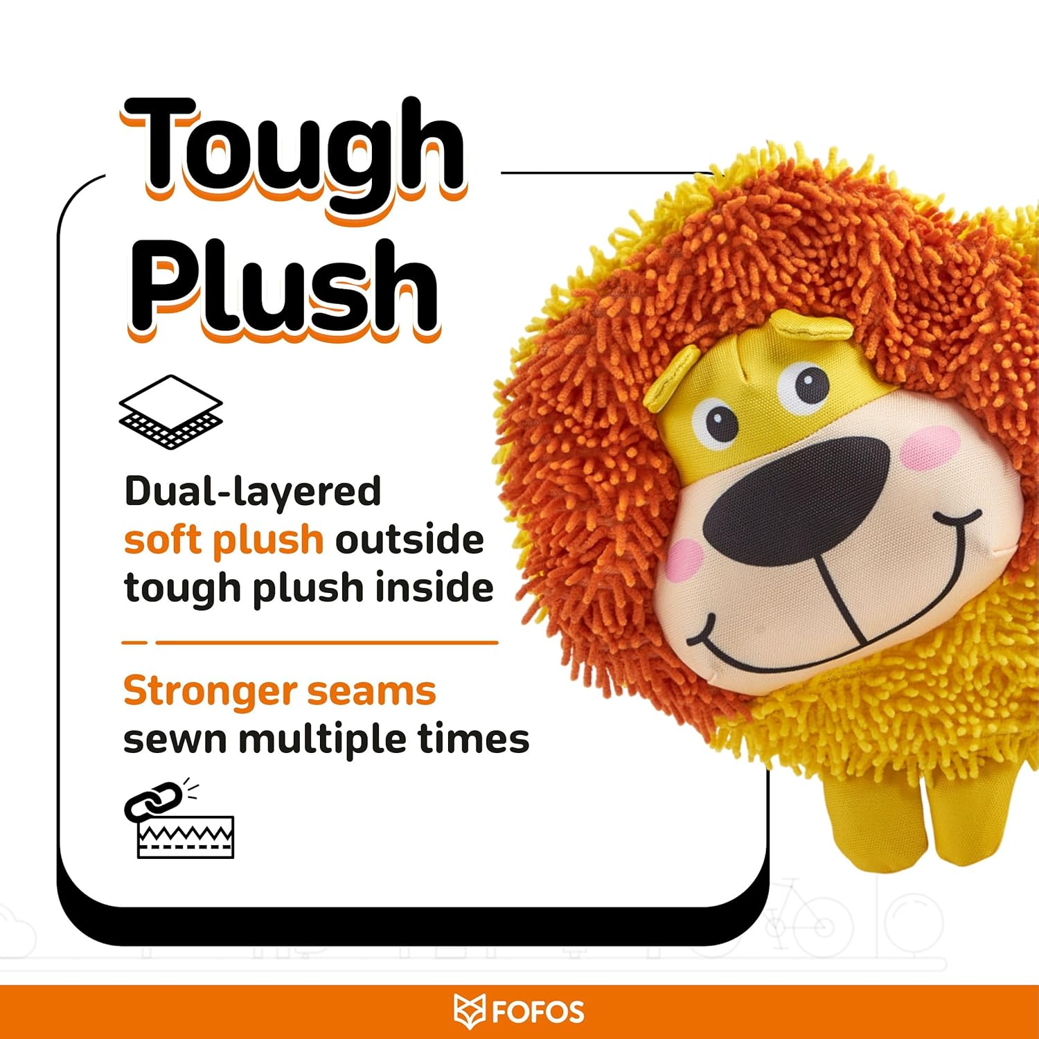 Fofos Non Stuffing Crinkle Tough Lion Toy