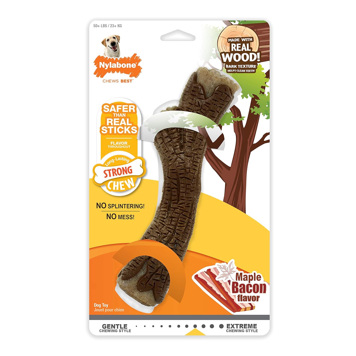 Nylabone Real Wood Stick Strong Dog Stick Chew Toy