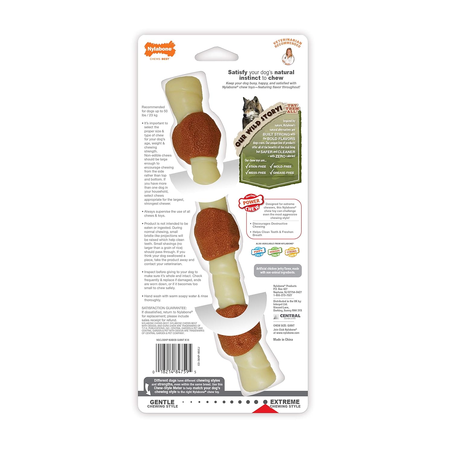 Nylabone Power Chew Shish Kabob Rawhide Alternative Nylon Chew Toy