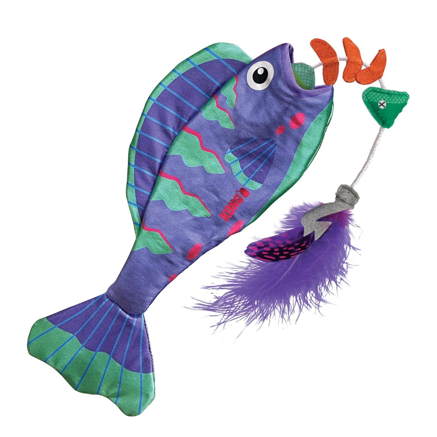 KONG Wrangler Angler Fish Interactive Long Shiny Plush Toy for Cats
