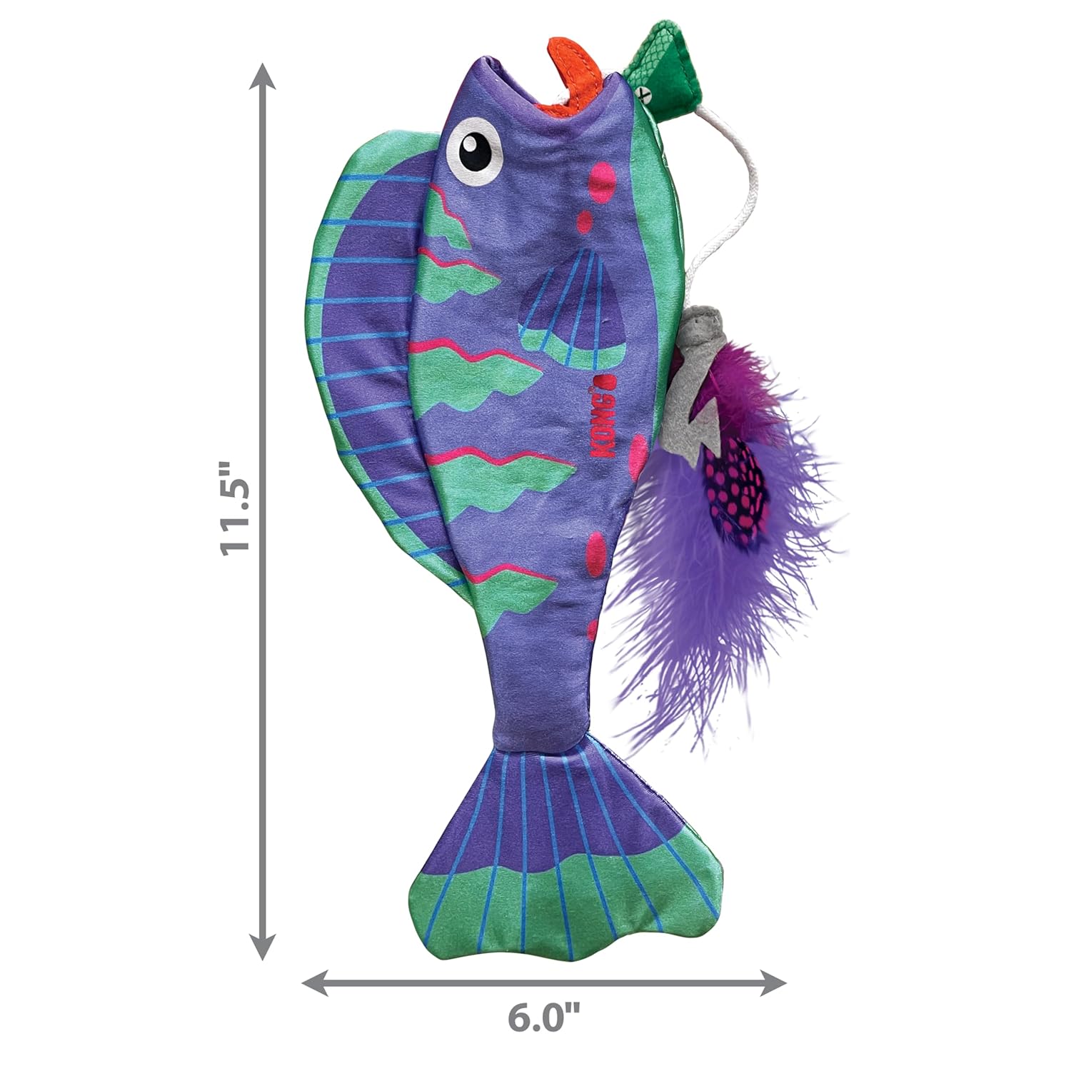 KONG Wrangler Angler Fish Interactive Long Shiny Plush Toy for Cats