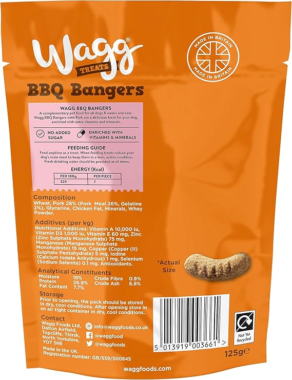 Wagg- BBQ Bangers Pork Sausages Dog Treats