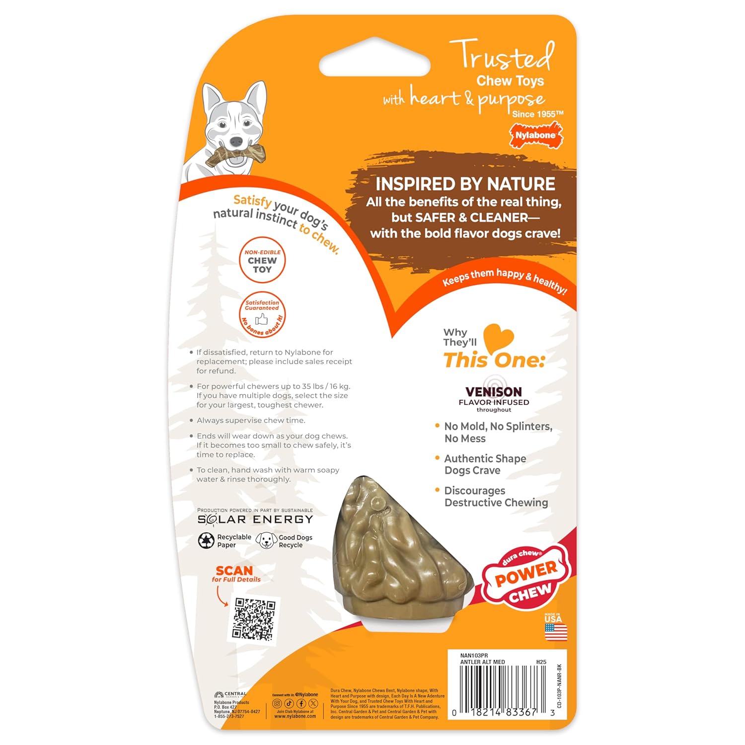 Nylabone Power Chew Antler Rawhide Alternative