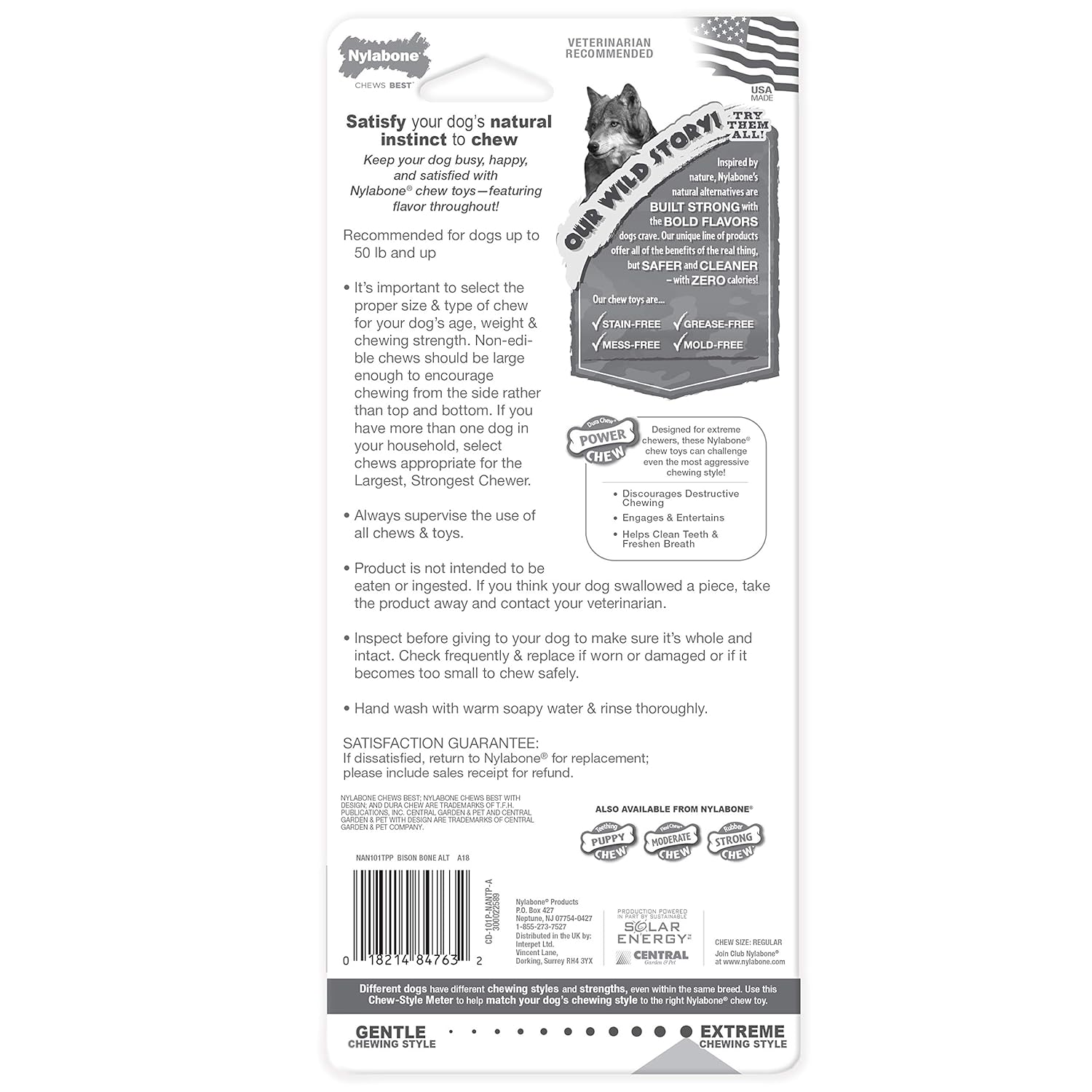 Nylabone Power Chew Bison Bone Rawhide Alternative