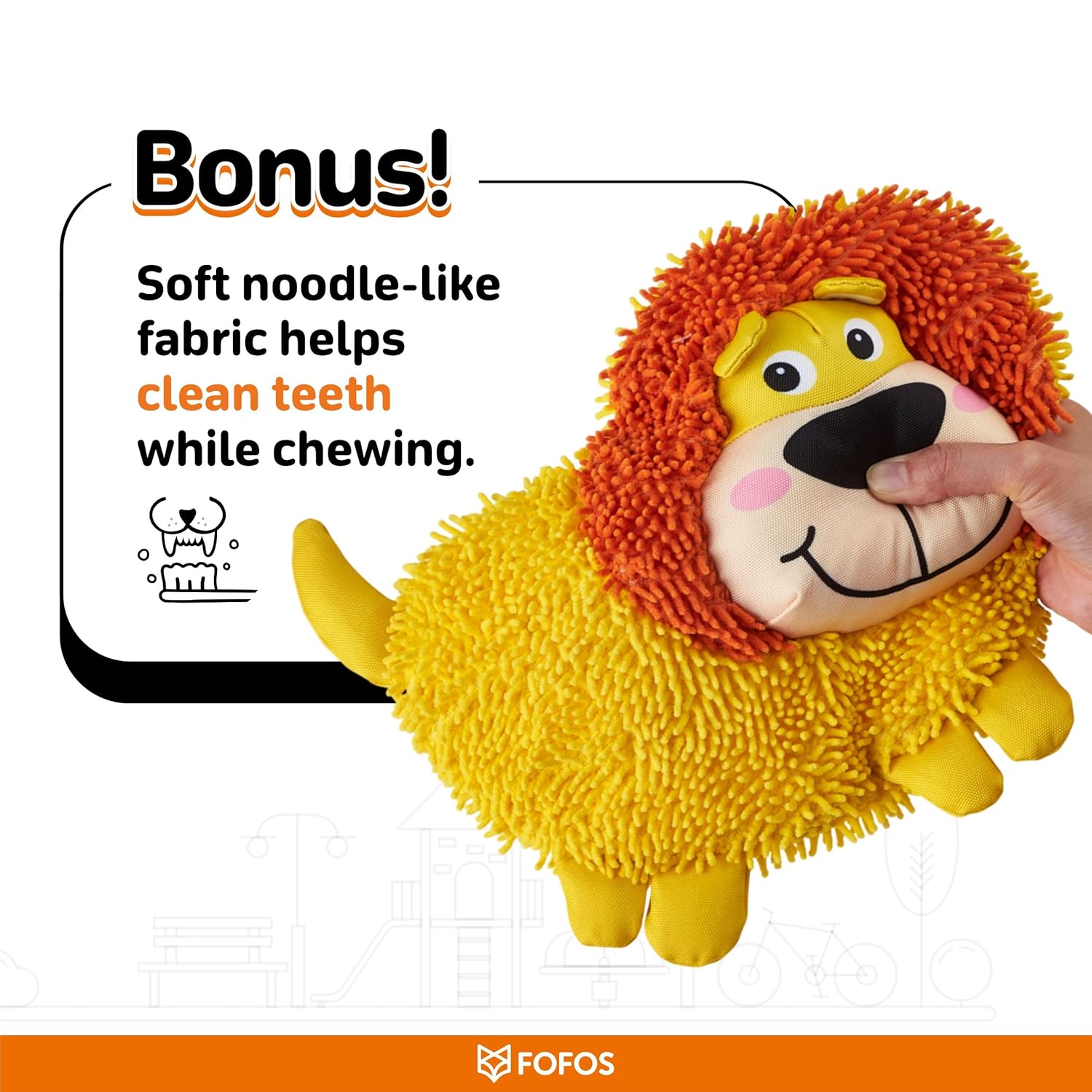 Fofos Non Stuffing Crinkle Tough Lion Toy