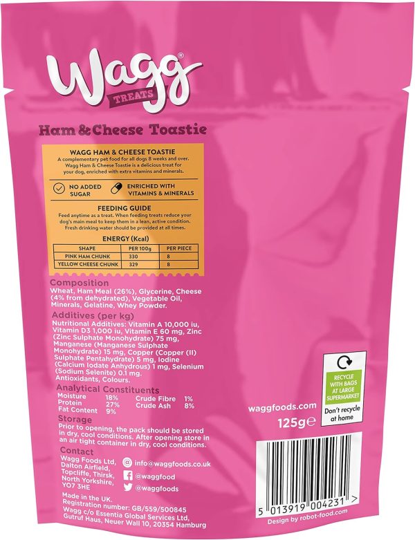 Wagg -Toastie Tasty Chunks  Ham& Cheese Treat for Dogs