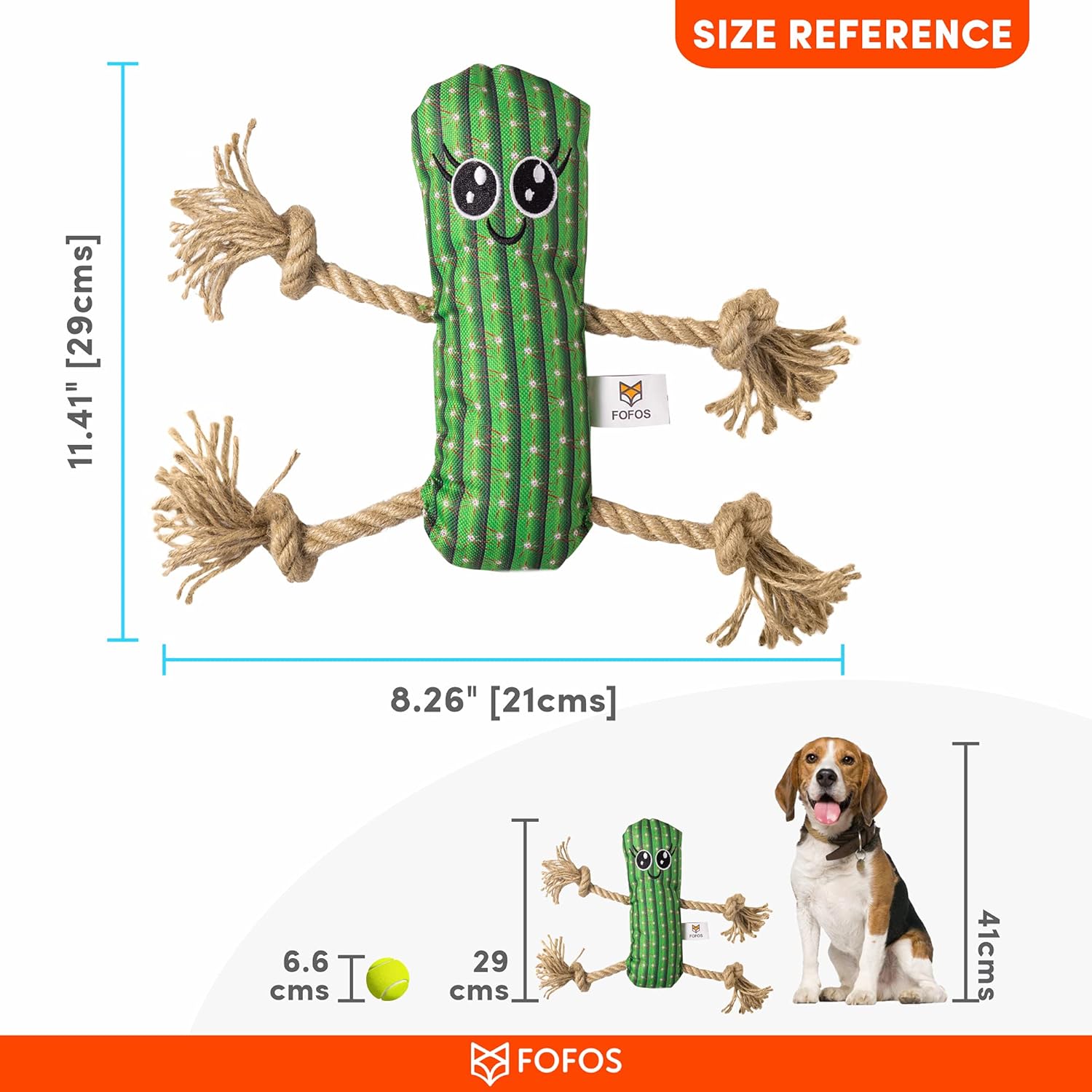 Fofos Cactus Man With Hemp Rope Dog Toy