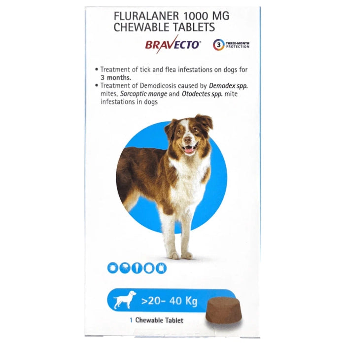 Bravecto- (Fluralaner) Dog Tick and Flea Control Tablet