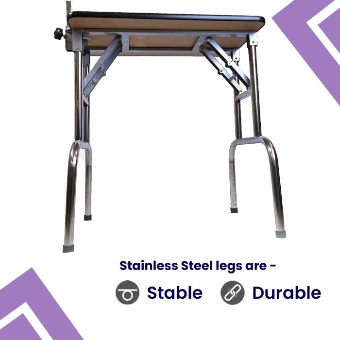 Aeolus- Foldable & Portable Pet Grooming Table with Stainless Steel Leg