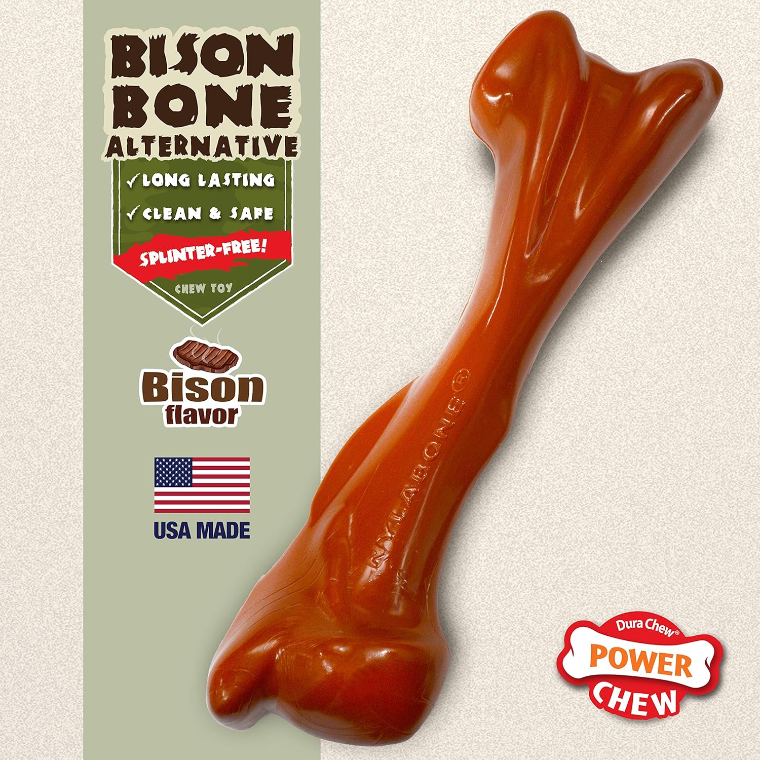 Nylabone Power Chew Bison Bone Rawhide Alternative