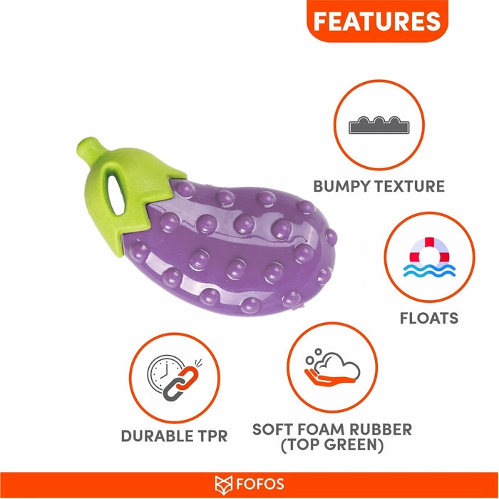 Fofos- Vegi Bites Eggplant Squeaky Dog Toy