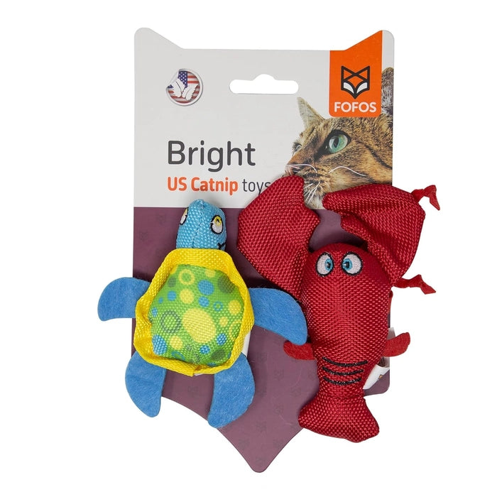 Fofos- Turtle with Lobster Cat Plush Chew Summer Toy Set