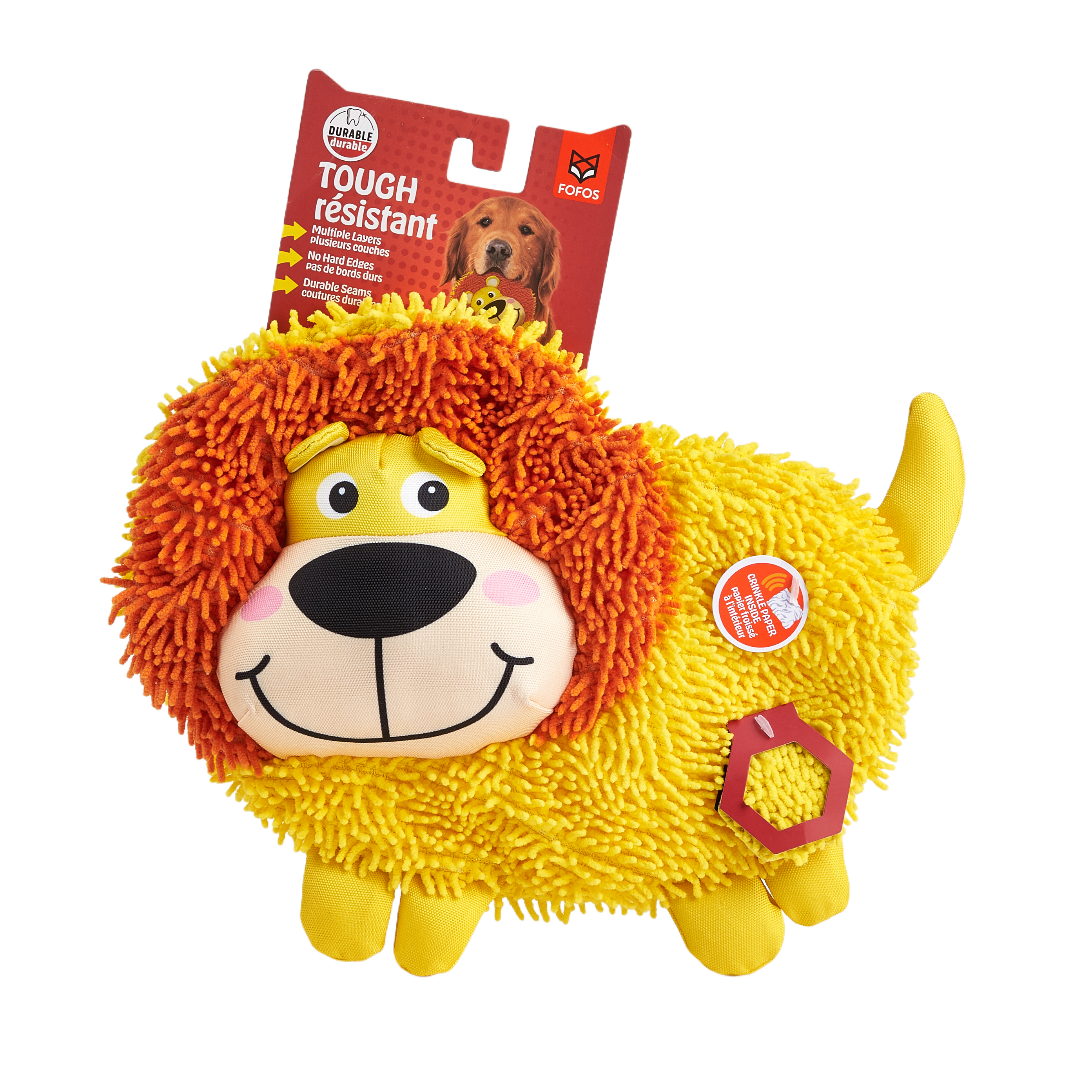Fofos Non Stuffing Crinkle Tough Lion Toy