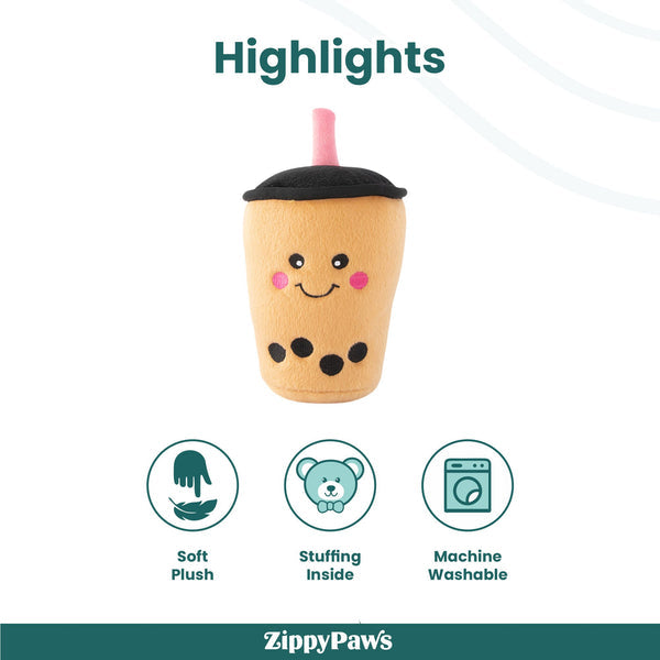 Zippy Paws NomNomz Boba Milk Tea Plush Toy for Dogs