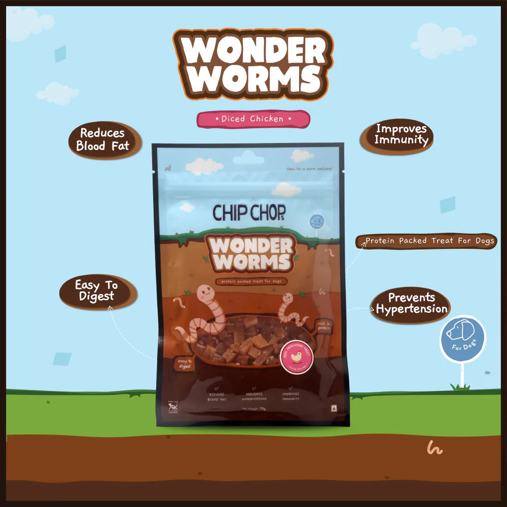 Wonder Worms- Diced Chicken with Mealworms Dog Treats