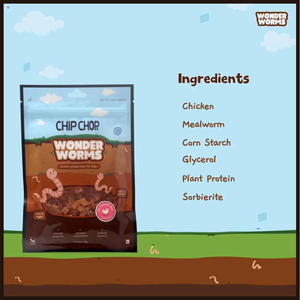 Wonder Worms- Diced Chicken with Mealworms Dog Treats