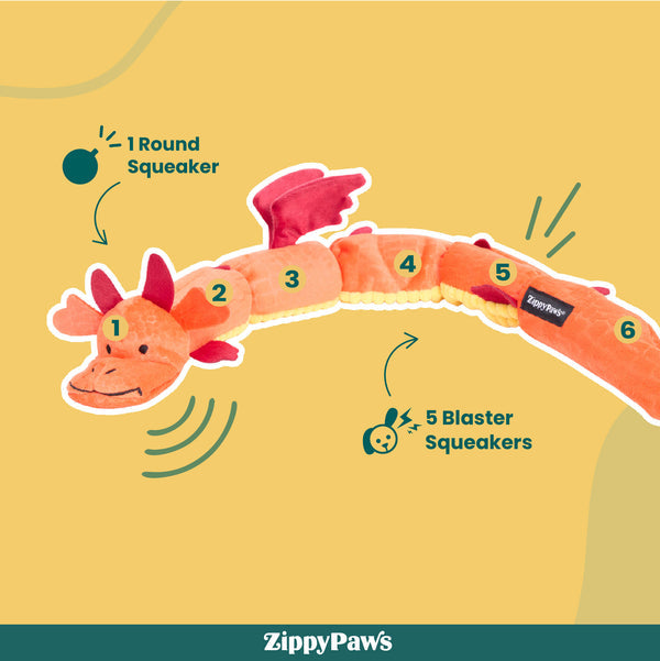 Zippy Paws Zippy Dragonz Plush Squeaky Toy for Dogs