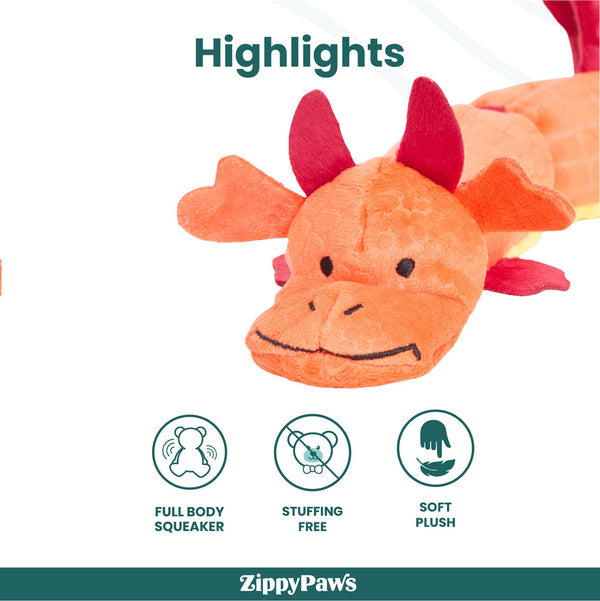 Zippy Paws Zippy Dragonz Plush Squeaky Toy for Dogs