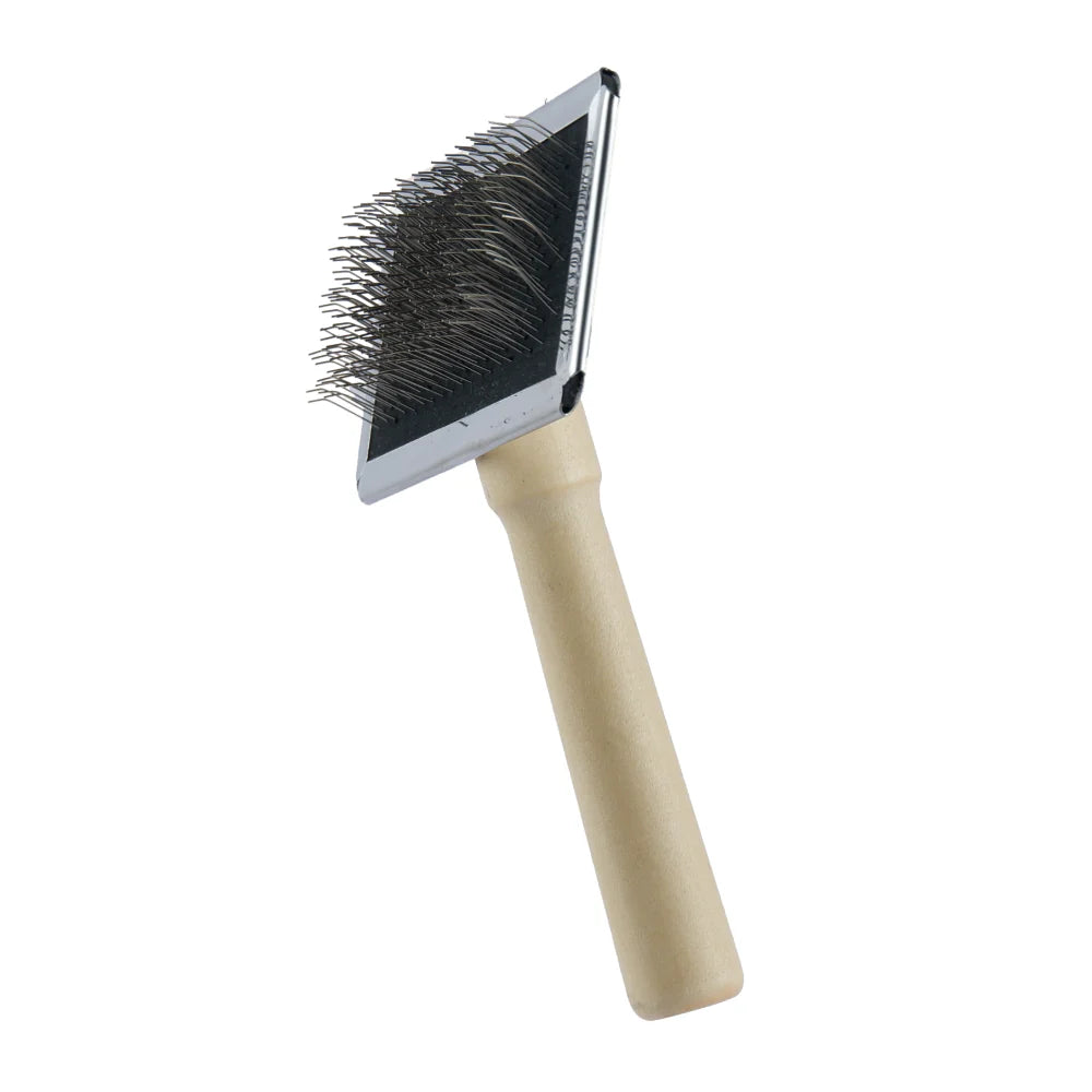 Trixie- Slicker Wooden Brush with Brush Cleaner for Dogs and Cats