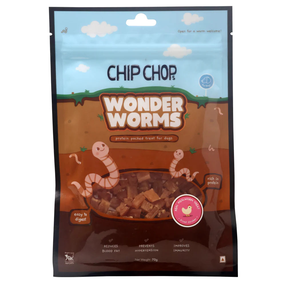 Wonder Worms- Diced Chicken with Mealworms Dog Treats