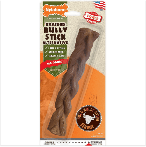 Nylabone Braided Bully Stick Power Chew Alternative Toy