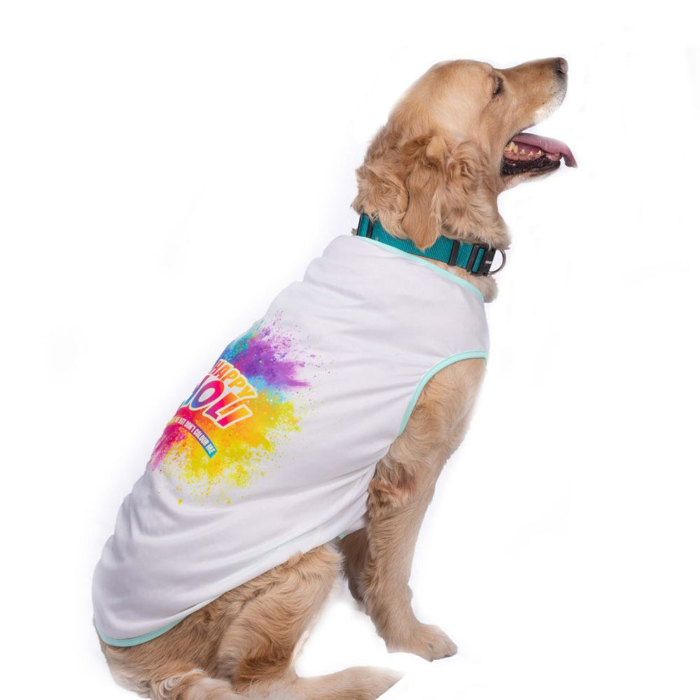 Pets Way Holi Vest  White T-Shirt for Dogs