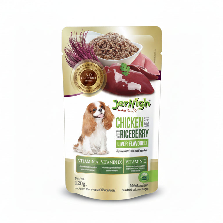 Jerhigh Chicken with Liver Riceberry in Jelly Dog Wet Food