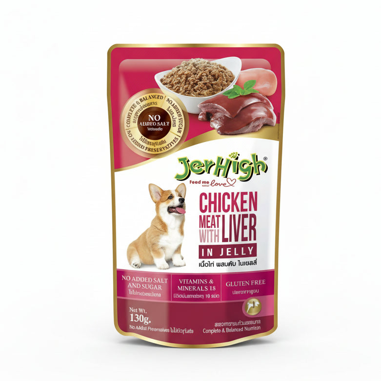 JerHigh Chicken Meat with Liver in Jelly Dog Wet Food