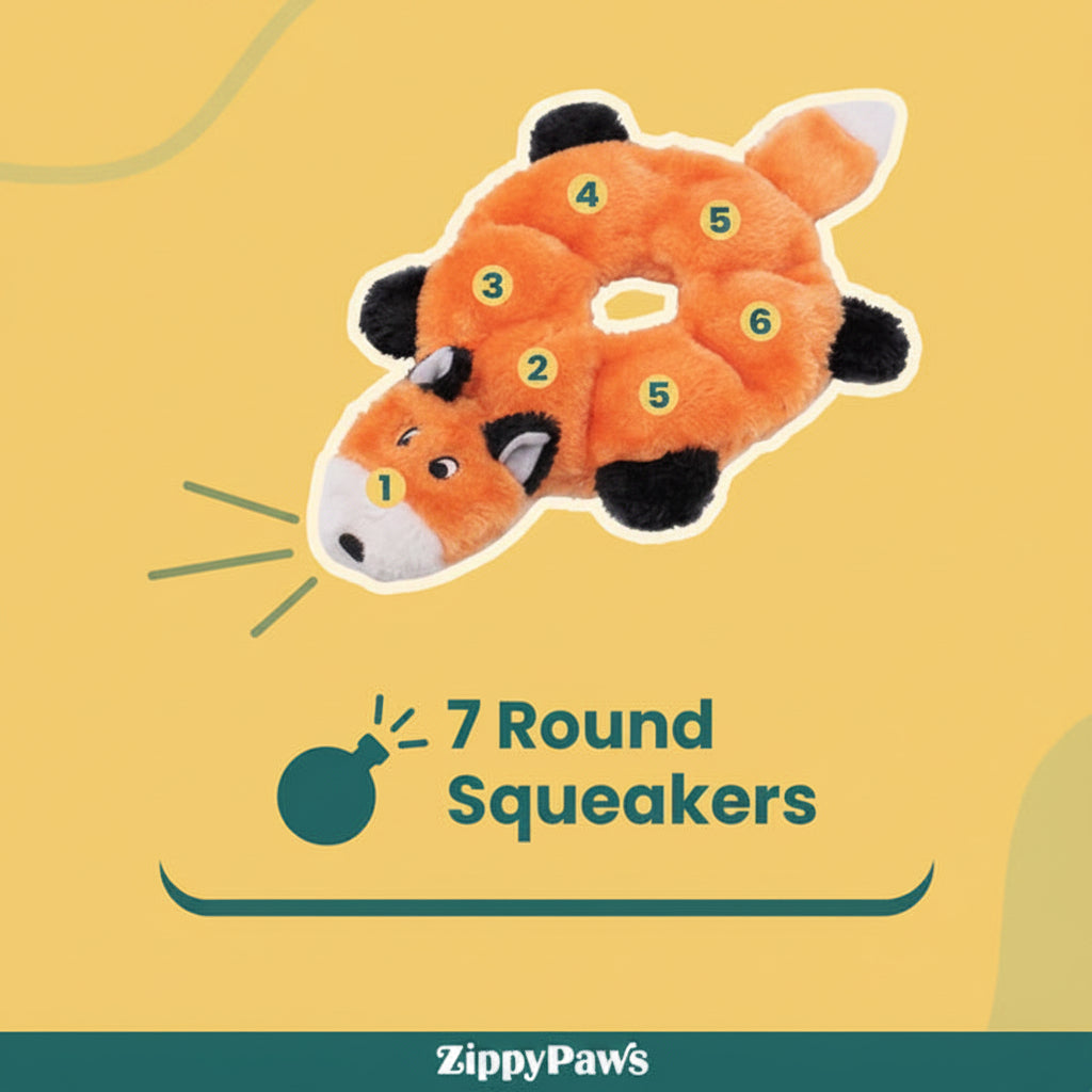 Zippy Paws Loopy Fox Plush Toy for Dogs