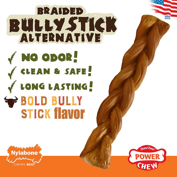 Nylabone Braided Bully Stick Power Chew Alternative Toy
