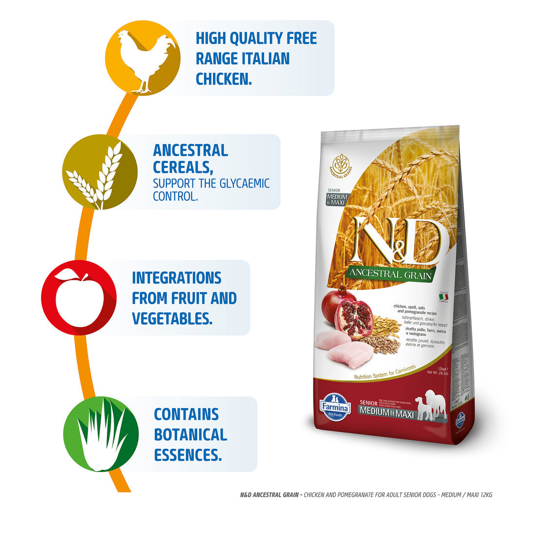 N&D Ancestral Grain Chicken & Pomegranate Medium & Maxi Senior Dog Dry Food