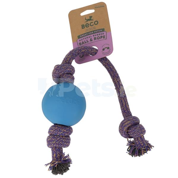 Beco Rubber Ball On a Rope Dog Toy