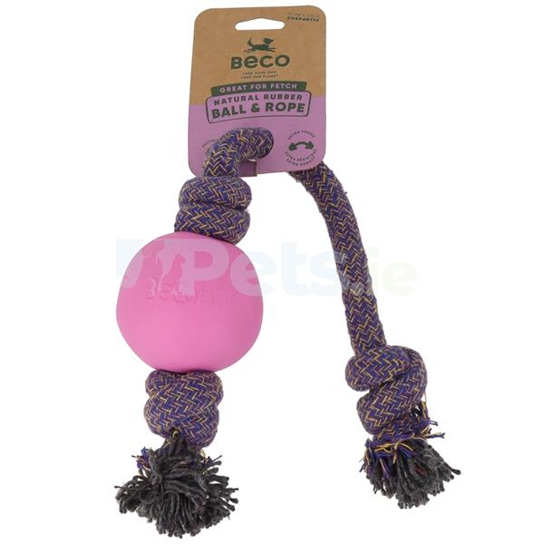 Beco Rubber Ball On a Rope Dog Toy