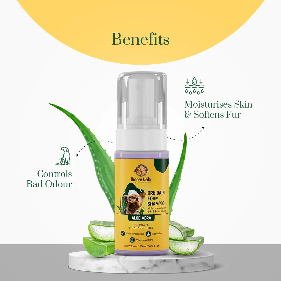 Dogsee Veda Dry Bath Foam Aloe Vera Dog Shampoo