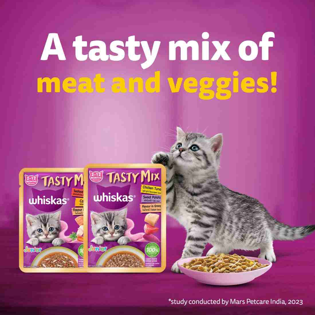 Whiskas Tasty Mix Chicken Tuna Sweet Potato Kitten Cat Wet Food