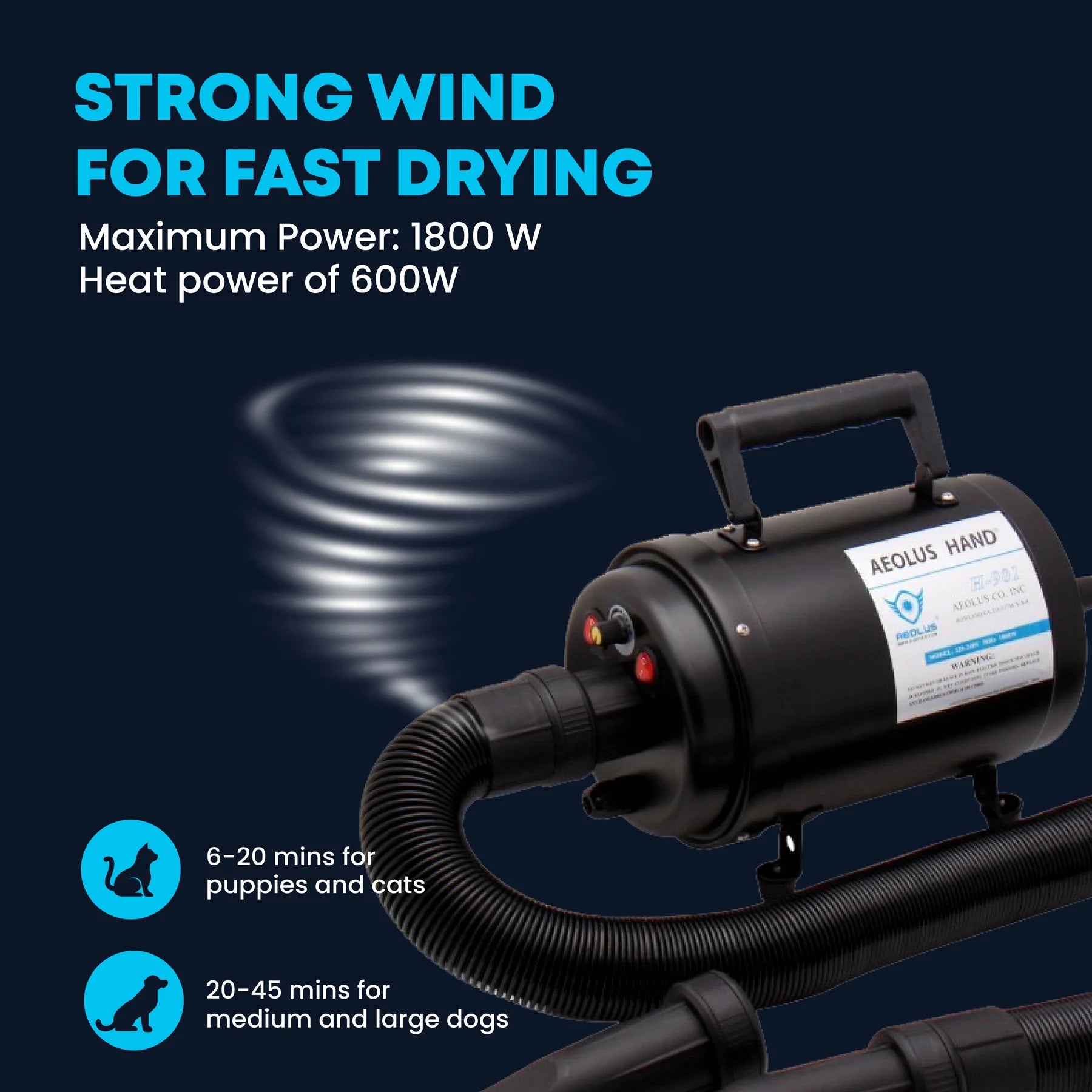 Aeolus Cyclone Single Motor Pet Dryer with Heater