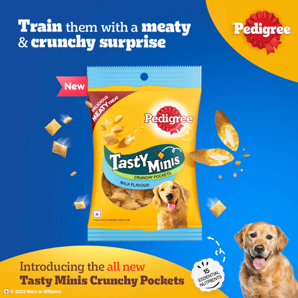 Pedigree- Milk Flavour Tasty Minis Crunchy Pockets Treats for Dogs