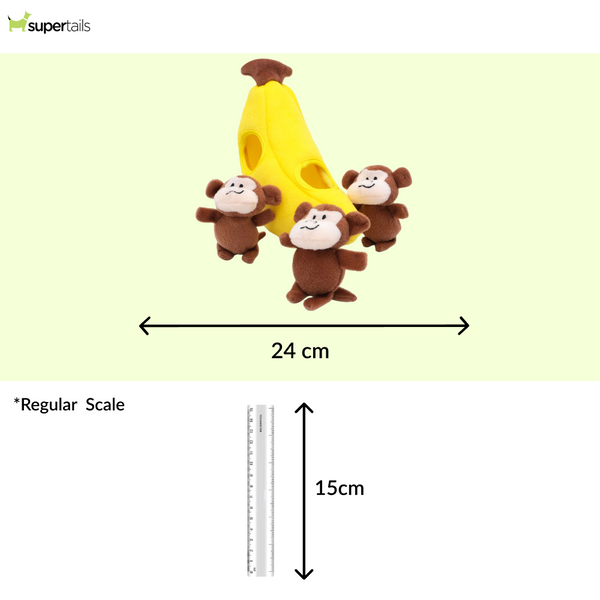 Zippy Paws Zippy Burrow Monkey N Banana Plush Toy for Dogs