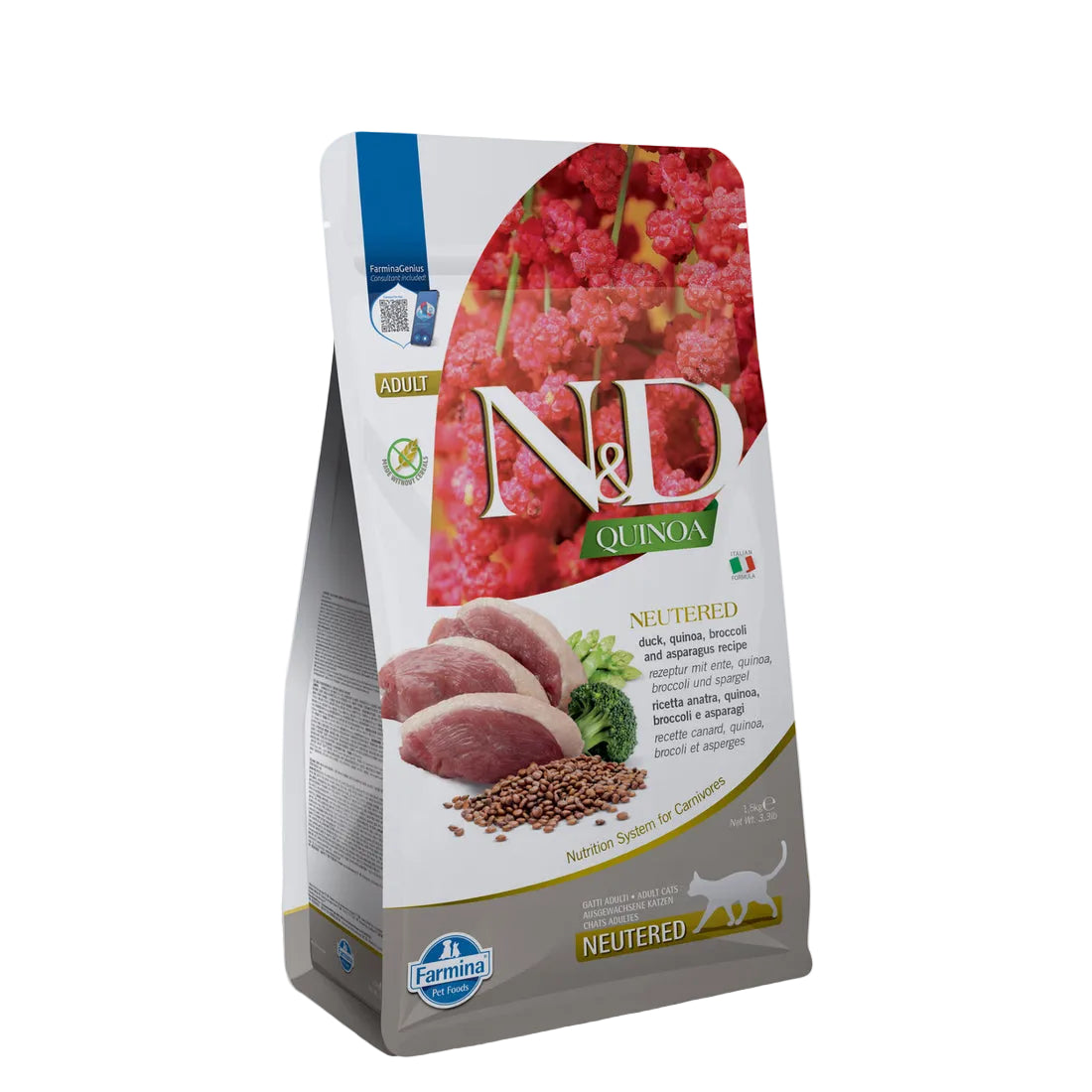 N&D Quinoa Neutered Duck, Broccoli & Asparagus For Adult Cat Dry Food